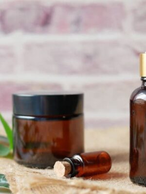 essential oil bottle on a table