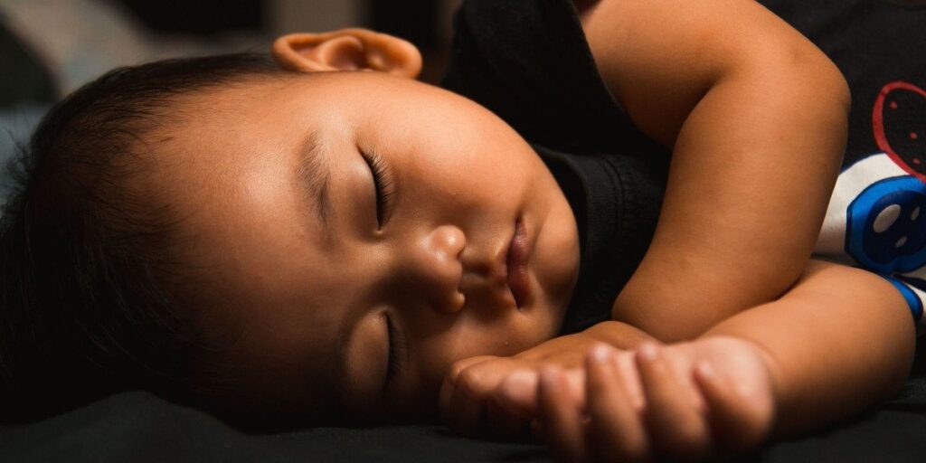 side view of baby sleeping