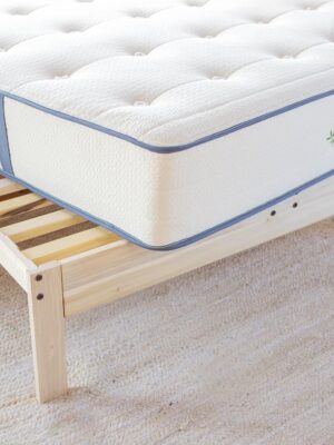 Natural Escape mattress on top of platform bed