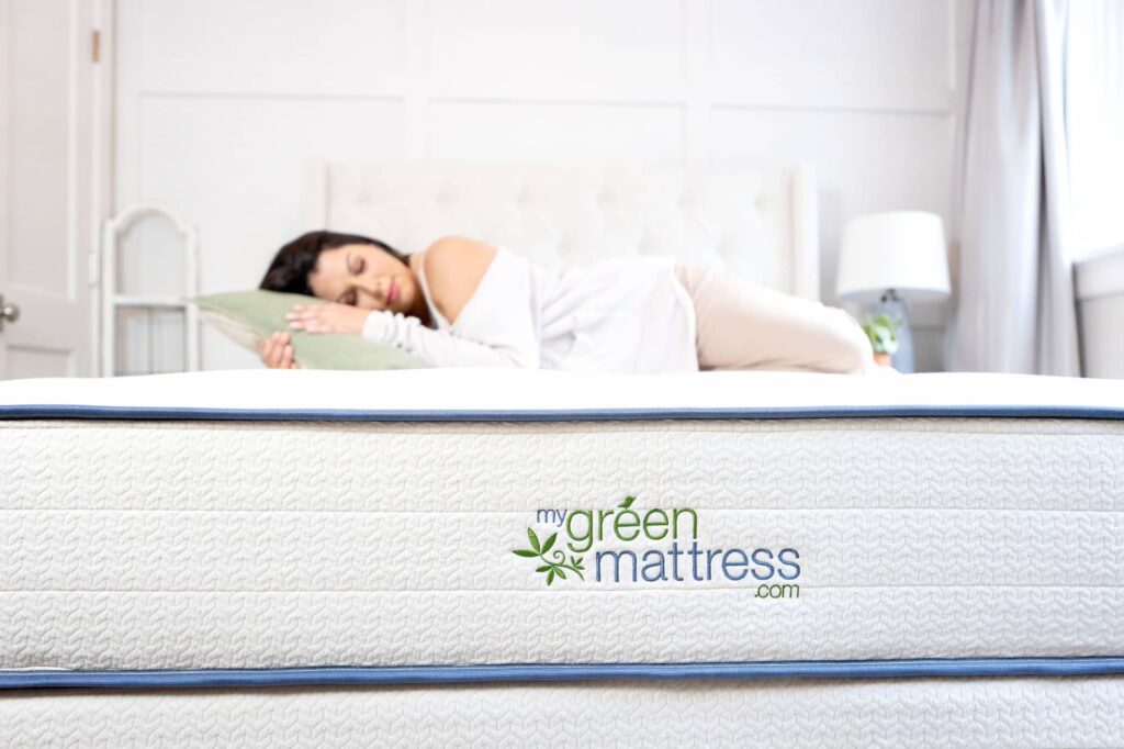 woman sleeping on my green mattress