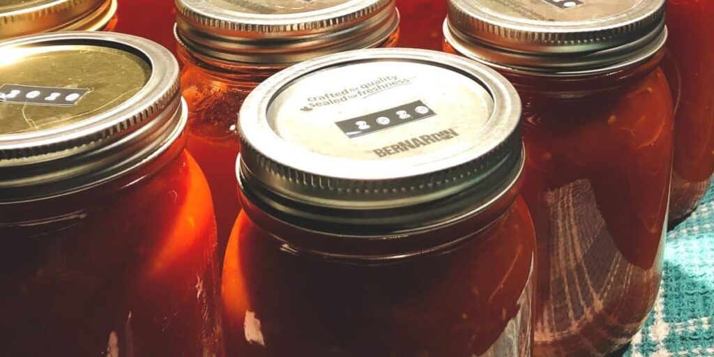 closeup view of food jars for canning