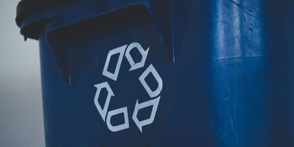 closeup of recycling bin