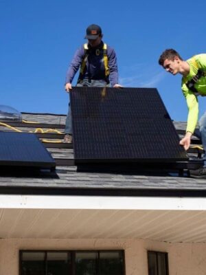 residential solar panels getting installed