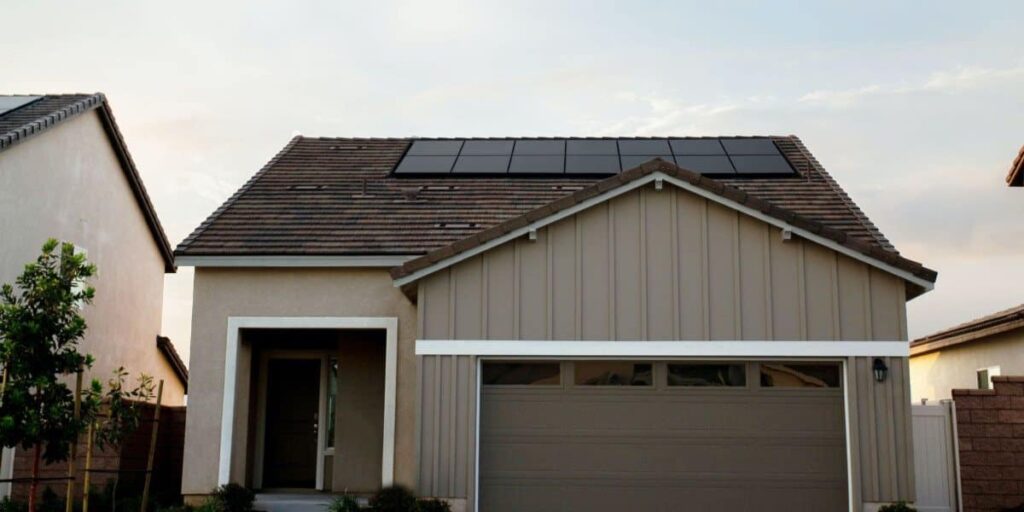 home with solar panels on the roof