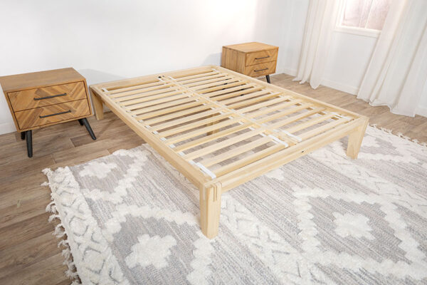 My Green Mattress Premium Wood Platform in bedroom setting next to two dressers