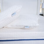 Close-up of organic topper and pillows bundle from My Green Mattress handcrafted with GOLS-certified latex