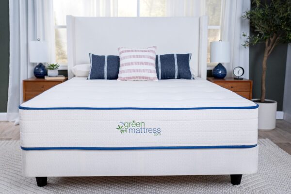 My Green Mattress Natural Escape mattress handmade in Willowbrook, IL and made in the USA.